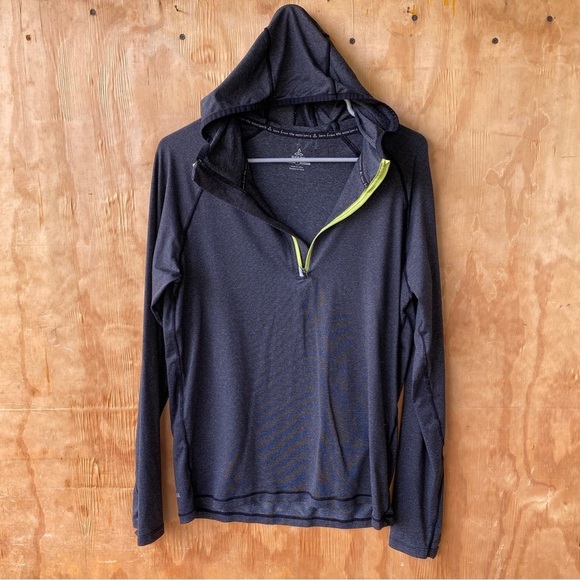 Prana Quarter Zip Breaker charcoal Gray Hooded sweatshirt - Picture 5 of 11